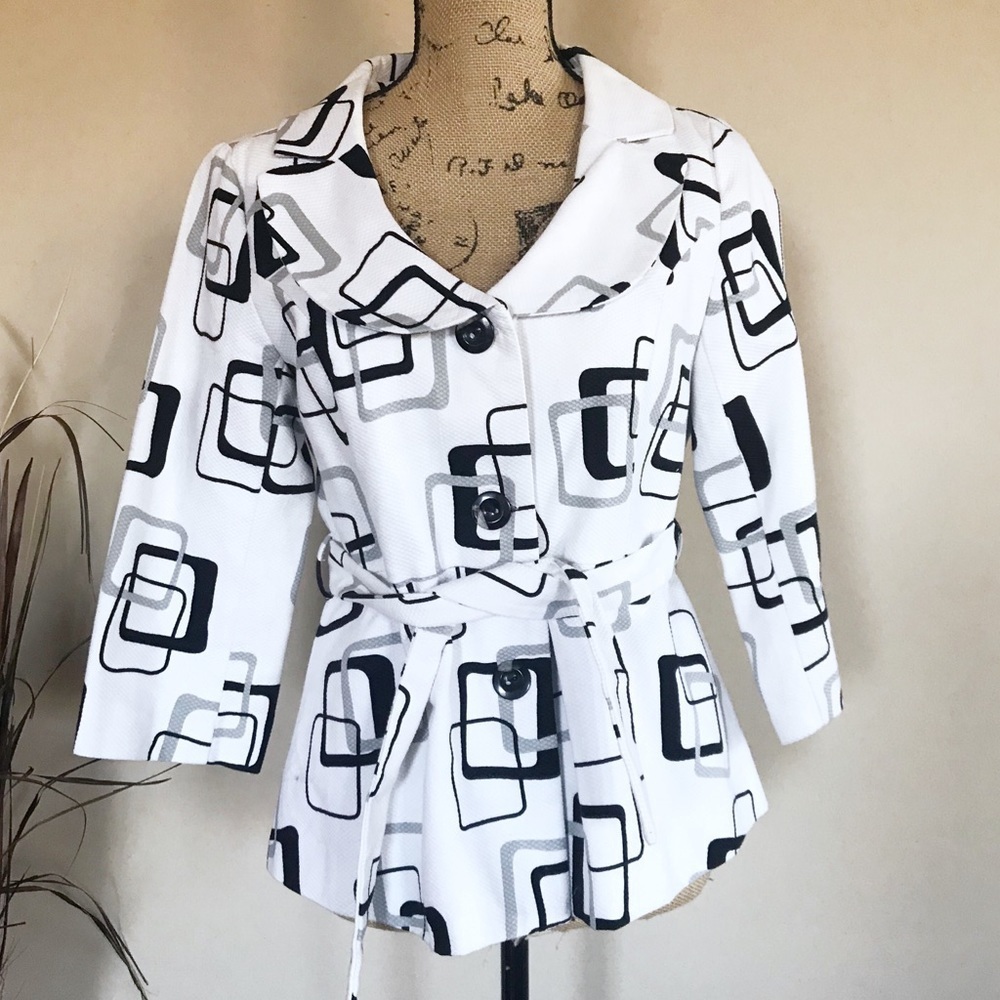 •A. Giannetti• geo tie waist blazer